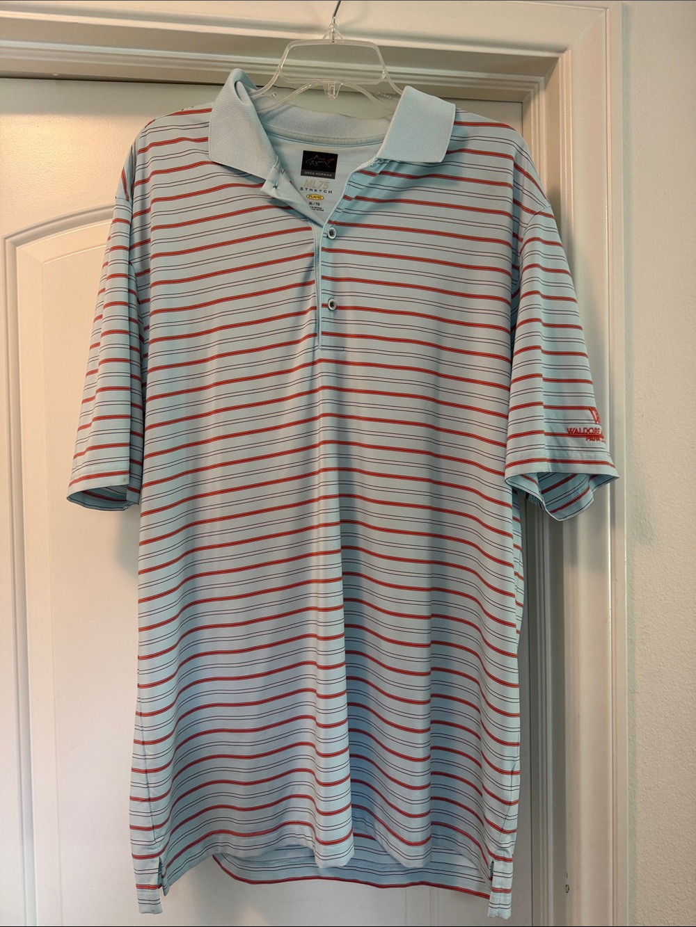 Greg Norman XL/TG Light Blue Striped Polo Shirt